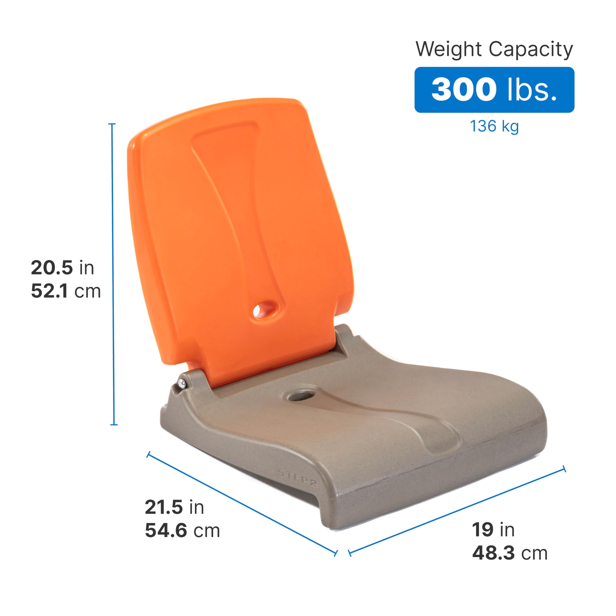 Step2 Flip Seat Folding, Lightweight Portable Outdoor Chair for Poolside, Camping, Beach, Boats, Tailgates, Durable Ground Chair with Back Support for Adults, Brown & Orange