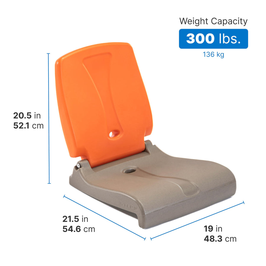 Step2 Flip Seat Folding, Lightweight Portable Outdoor Chair for Poolside, Camping, Beach, Boats, Tailgates, Durable Ground Chair with Back Support for Adults, Brown & Orange