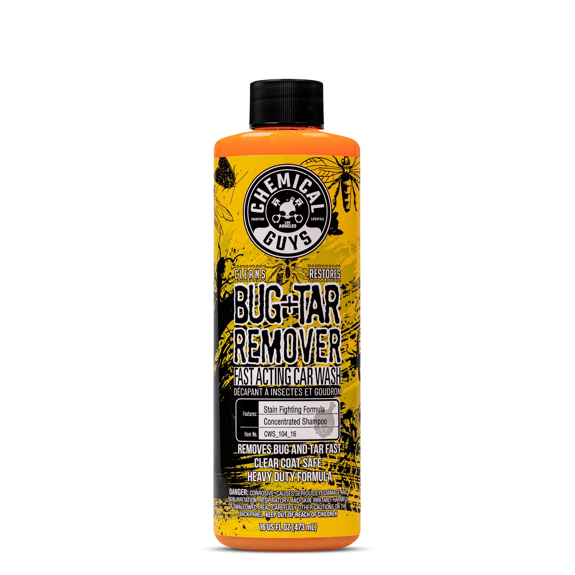 Chemical Guys Fast Acting Bug and Tar Remover Car Wash - Heavy Duty Cleaner for Bugs, Tar, Grime, Tree Sap & Bird Droppings - Safe for Car Paint, Glass, Chrome, Plastic, All Exterior Surfaces - 16 oz