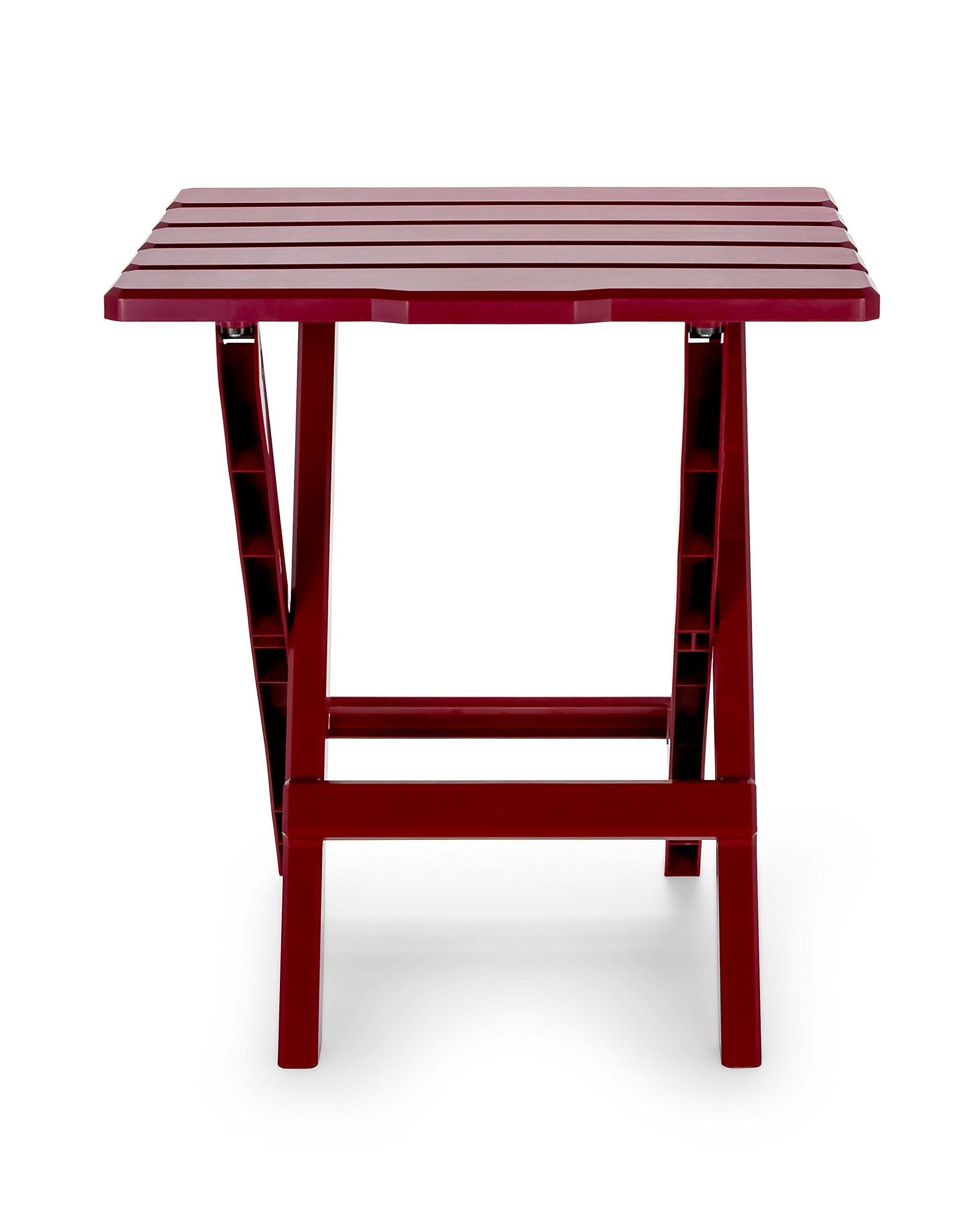 Large Camco 51694 Red Adirondack Portable Outdoor Folding Side Table, Perfect for The Beach, Camping, Picnics, Cookouts and More, Weatherproof and Rust Resistant