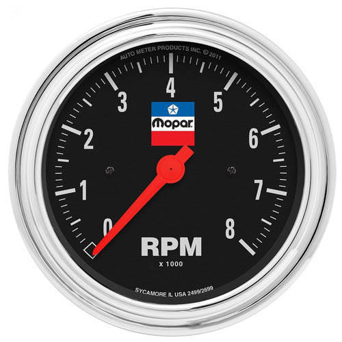 Tachometer, 8,000 RPM, 3-3/8", 4,6,8 Cyl, in-Dash, Mopar Classic