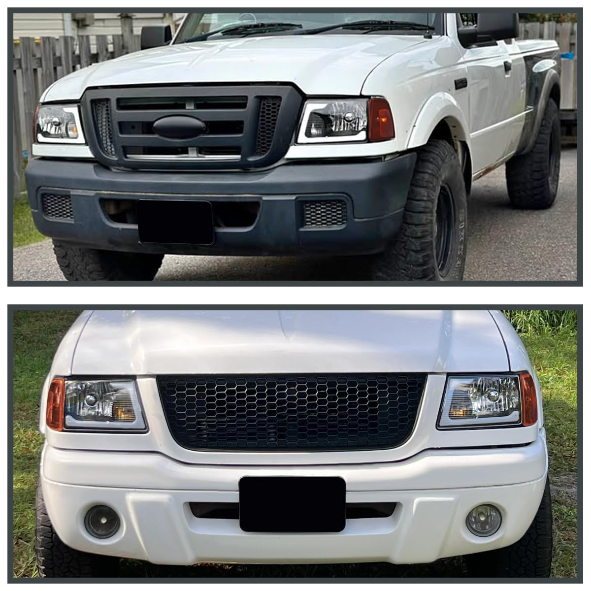 Black LED Tube Headlights SPEC-D TUNING Compatible with 2001-2011 Ford Ranger, Left + Right Pair Headlamps Assembly