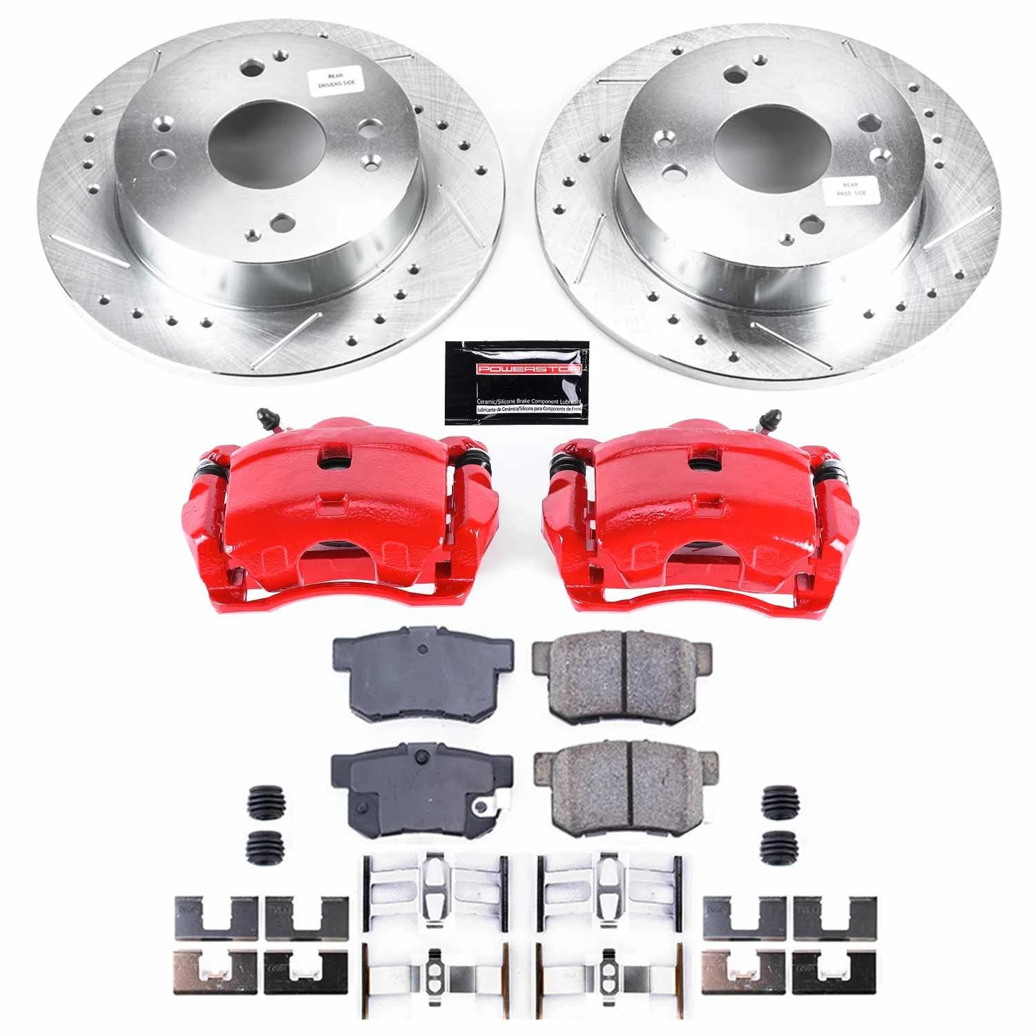 Power Stop KC701 Z23 Evolution Sport Brake Upgrade Kit Rear with Powder Coated Calipers For Honda Accord 1991-1997 [Model Specific]