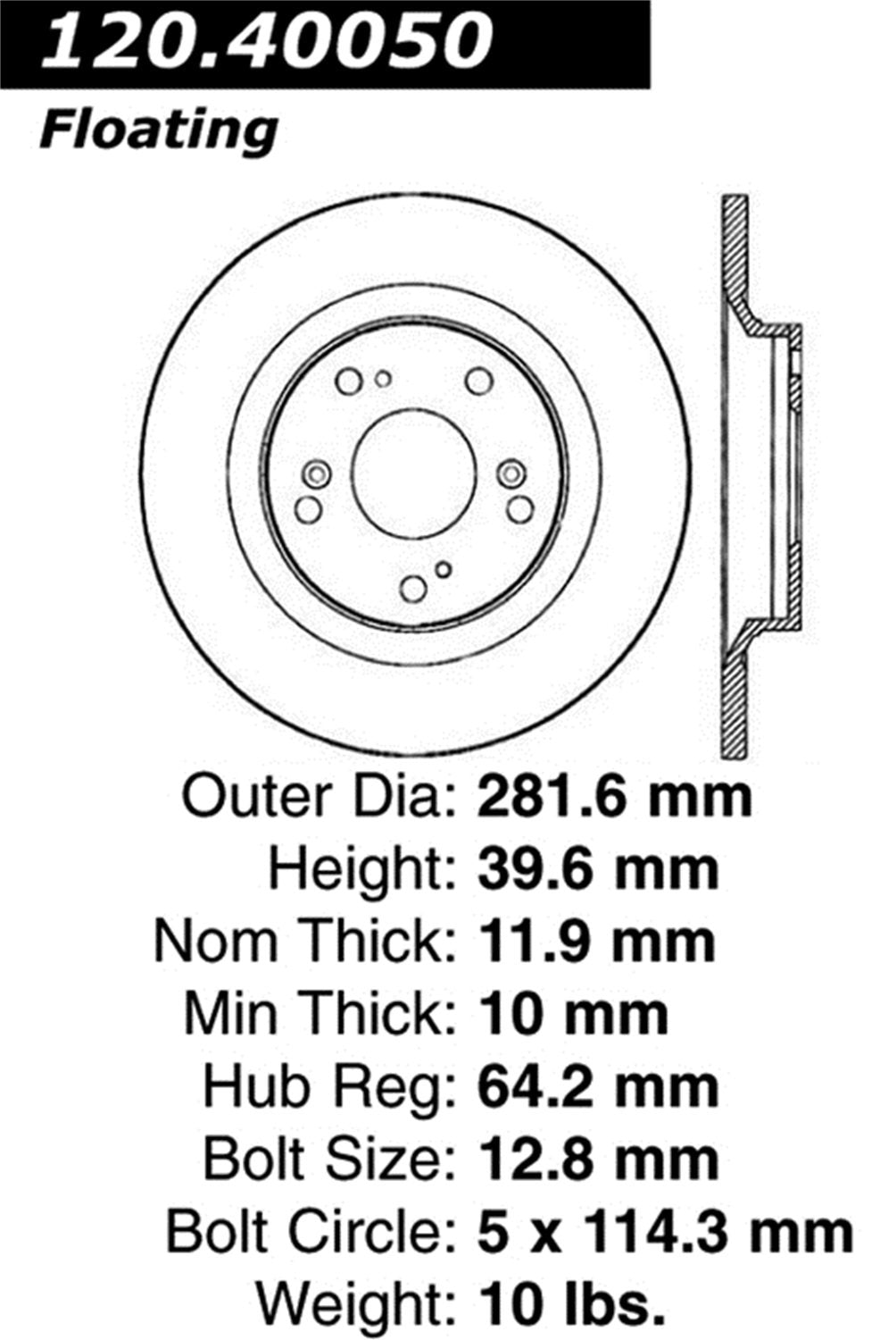 Sport StopTech Cross Drilled Brake Rotor 128.40050L (Rear Left), 1 Pack