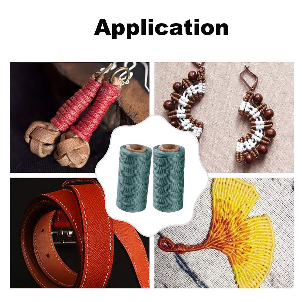 1 Roll JEWELEADER About 280 Yards Flat Waxed Polyester Cord 1mm Leather Sewing Thread Rattail Beading String for Jewelry Making Kumihimo Shamballa Friendship Bracelet Weaving - Dark Cyan