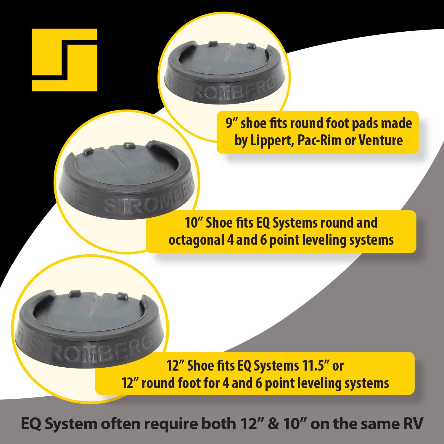 Stromberg Carlson Leveling Jack Pads RV - Durable Rubber Blocks for Leveling, Anti-Slip Jack Pads for RVs and Campers, Protects Against Rust Stains, Non-Slip Design, 9 Inch Round Foot Pads, 6 Pack