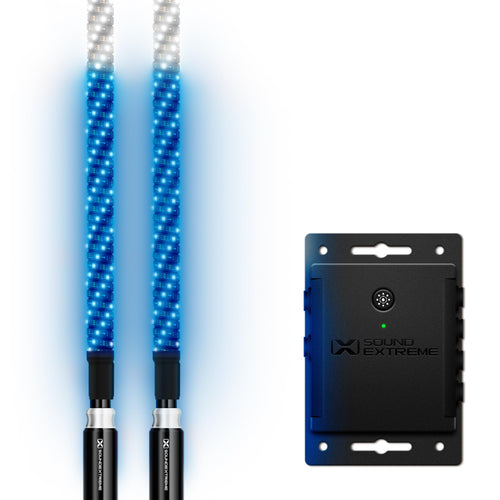 ExtremeWhip by ECOXGEAR SoundExtreme 2X 2FT LED Whip and Quick Release Magnetic Whip Mount Waterproof Dirt Proof LEDCast Compatible - Includes 4-Zone LED Controller with Dual Control