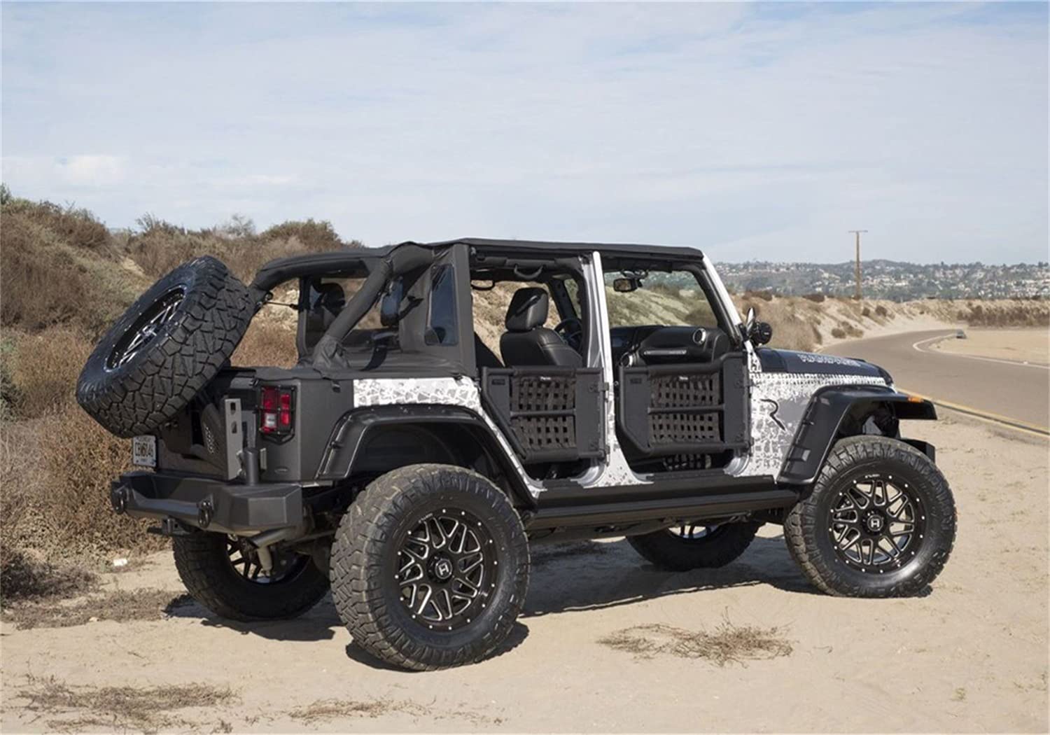 TrailView RAMPAGE PRODUCTS Soft Top for Jeep Wrangler JK | Tonneau Style Rear Cover, Sail Cloth, Black Diamond | 990135 | Fits 2007-2018 Jeep Wrangler JKU 4-Door