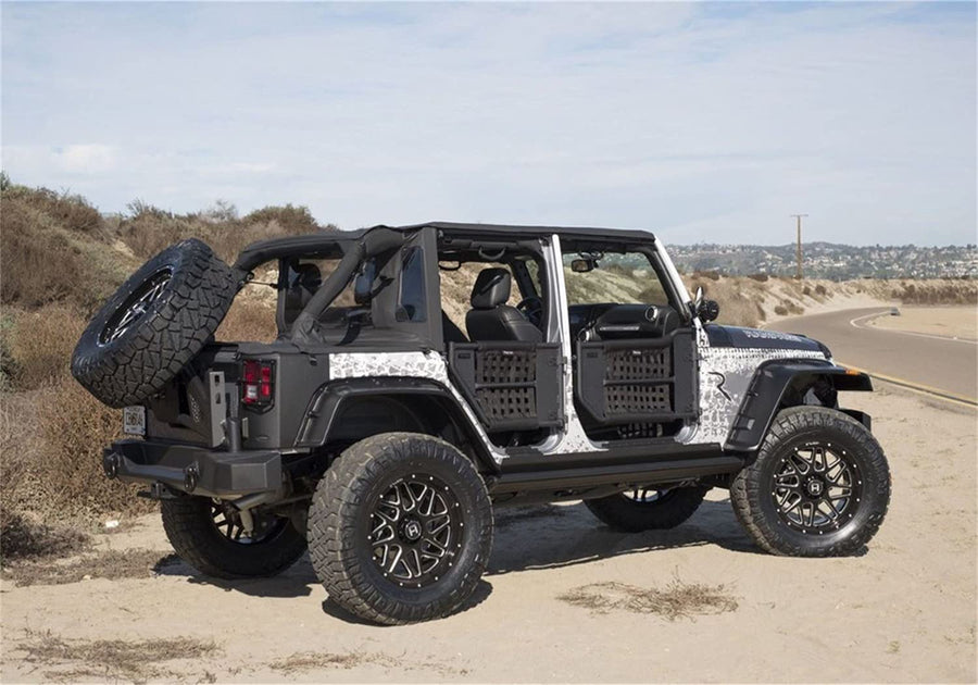 TrailView RAMPAGE PRODUCTS Soft Top for Jeep Wrangler JK | Tonneau Style Rear Cover, Sail Cloth, Black Diamond | 990135 | Fits 2007-2018 Jeep Wrangler JKU 4-Door