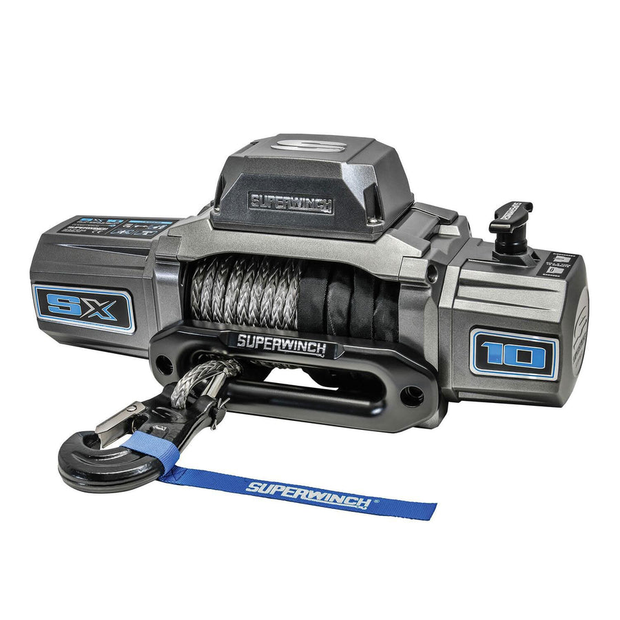 SX10SR Superwinch 1710201 12V DC Winch 10,000 Lb/4,536 Kg Single Line Pull With Hawse Fairlead, 3/8in X 80ft Synthetic Rope, Corded Handheld And Wireless Remote