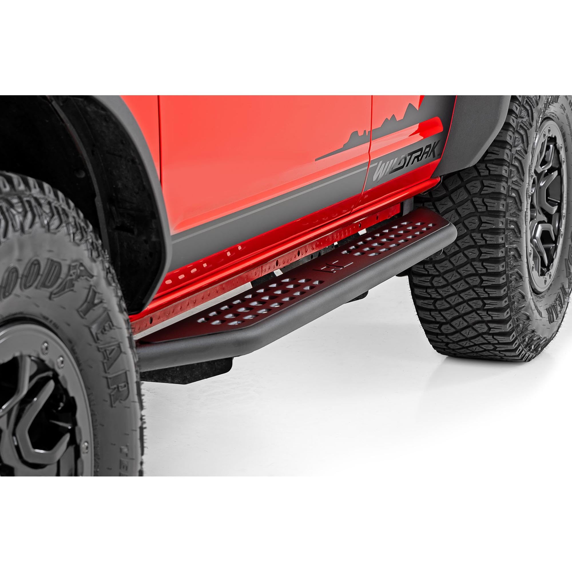 Rough Country Running Boards OV2 for Ford Bronco (2021-2025) 4-Door - Contoured Side Step Bars, Easy Bolt-On Install