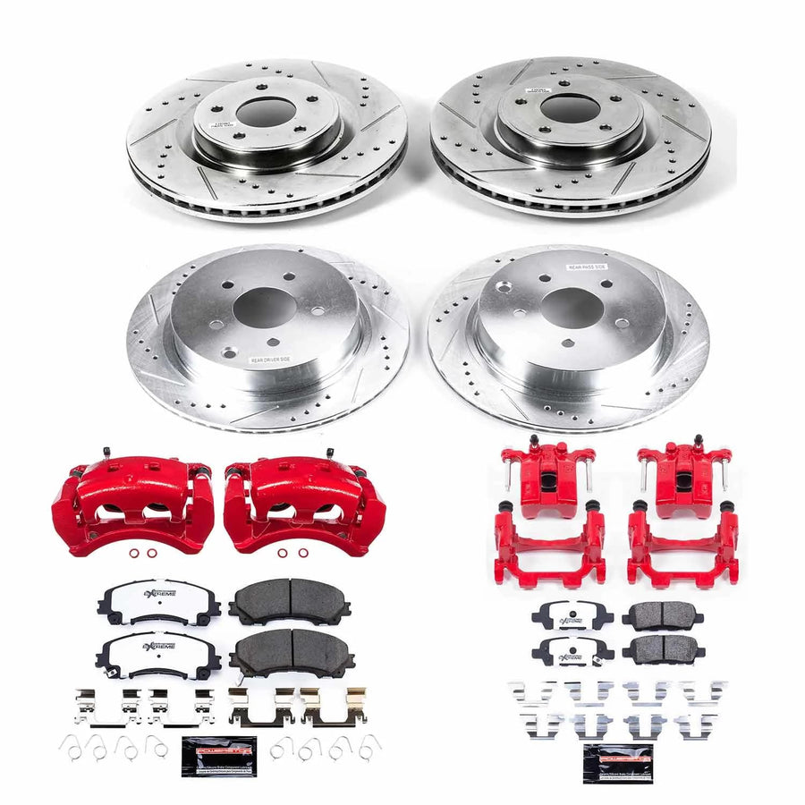 Power Stop Z26 KC6943-26 Front and Rear Caliper Kit-Rotors, Carbon Ceramic Brake Pads, Calipers