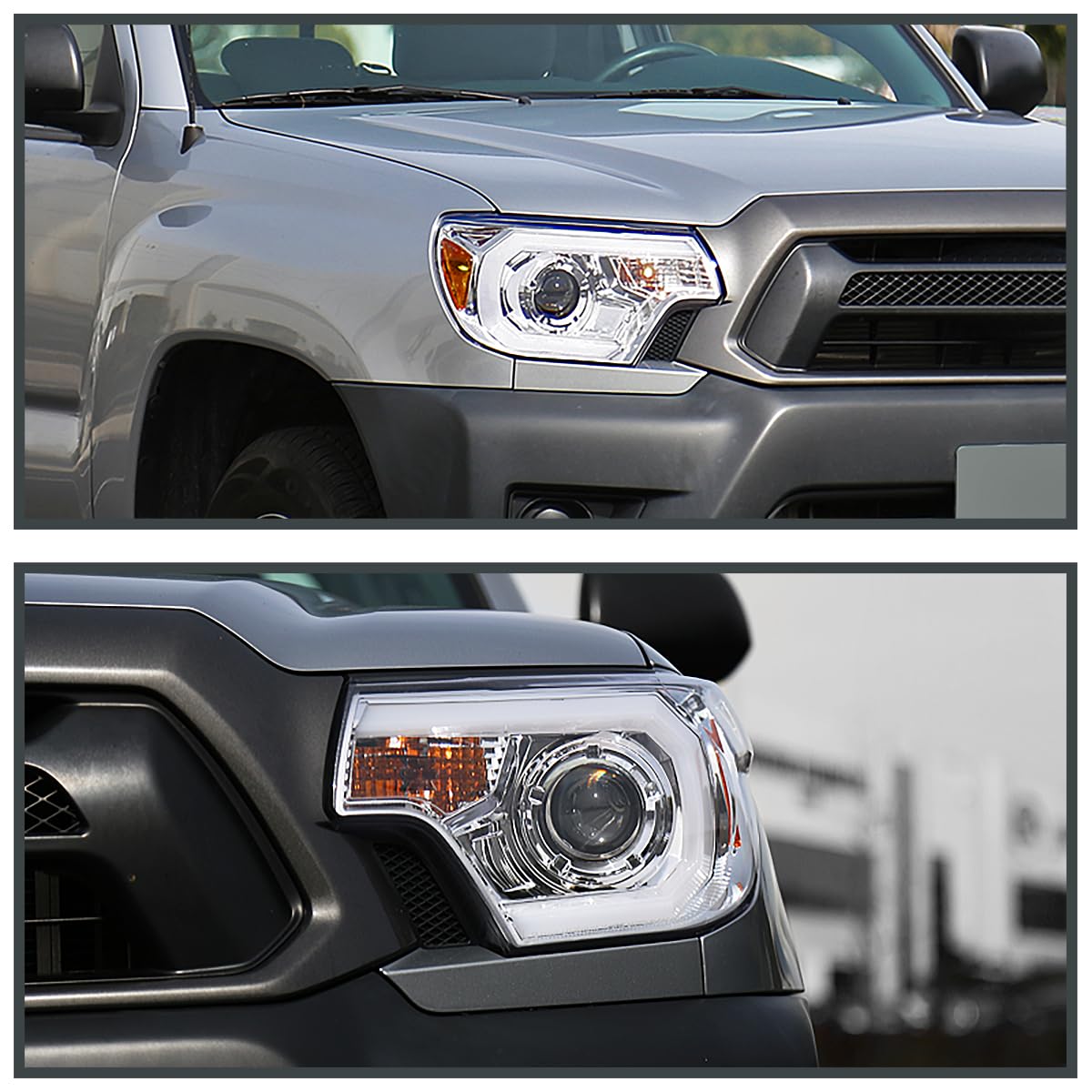 LED Light Bar Projector Headlights SPEC-D TUNING Compatible with 2012-2015 Toyota Tacoma, Left + Right Pair Headlamps Assembly