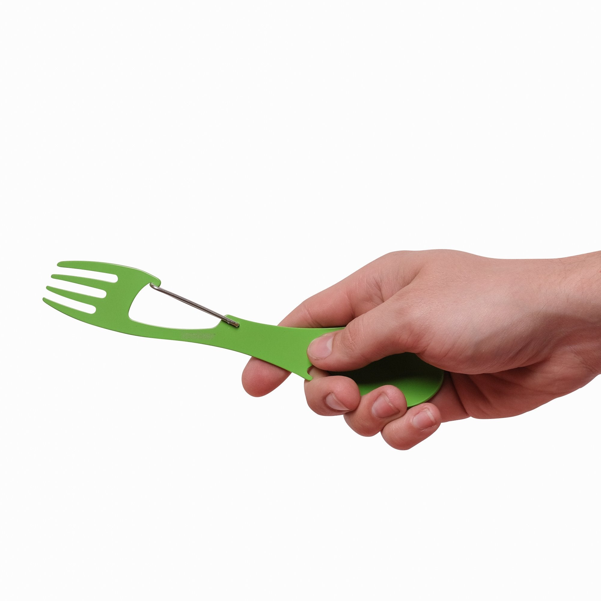 Kershaw XL Ration - Green (1145GRN); Large-Sized Eating Utensil; Fork, Spoon, Bottle Opener; Carabiner Gate for Secure Carry; 3CR13 Steel with Scratch-Resistant, Food-Safe Coating; 2.1 oz. 1145GRNX