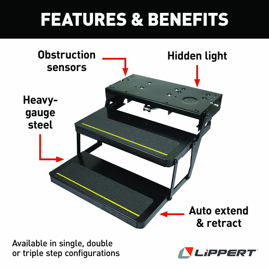 Kwikee Electric Step Assembly 32 Series with Standard Drive Operation and No Switch Kit for RVs and Travel Trailers