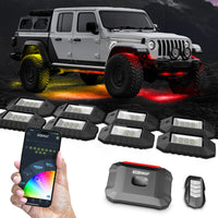 RGBW LED Rock Light Kit XKmax with Color Chasing | App-Controlled (12pc Pro Kit)