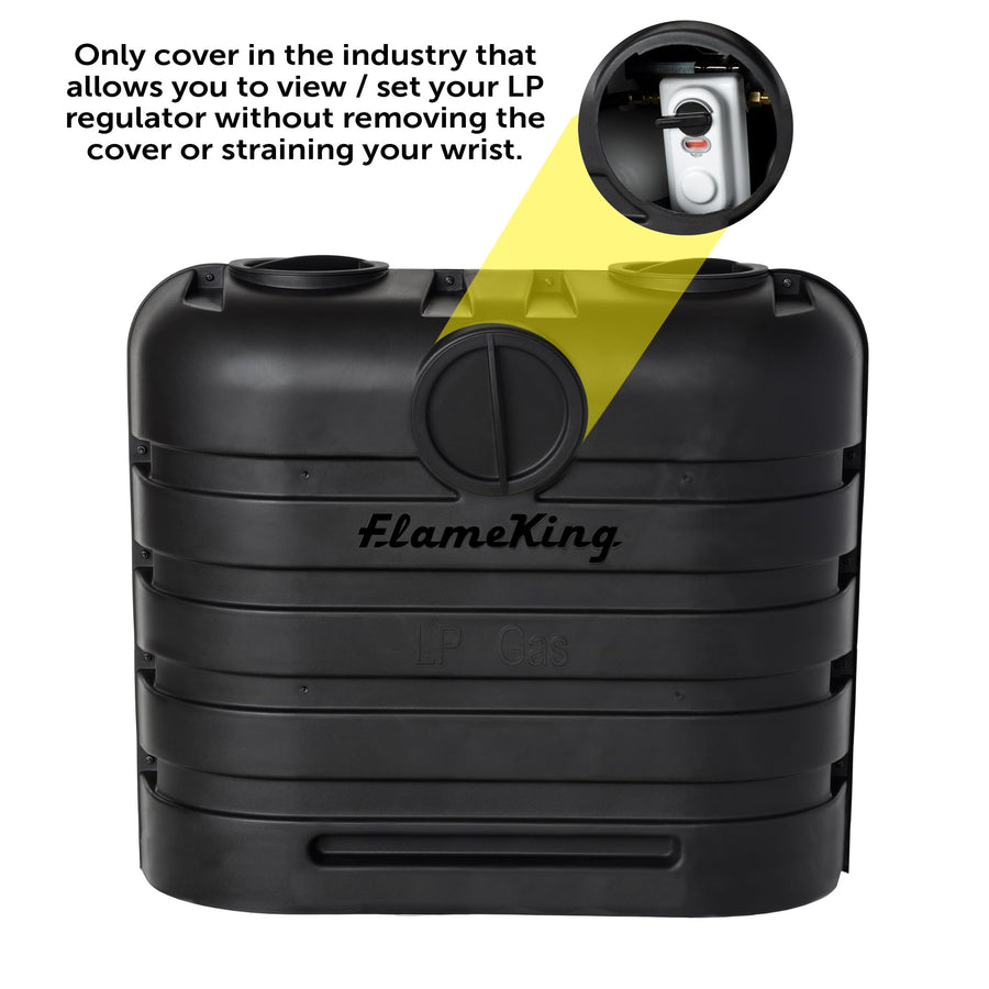 Flame King 30LB Dual LP Propane Tank Light Plastic Heavy Duty Cover for RV, Travel Trailer, Camper And Recreational Vehicle - Black