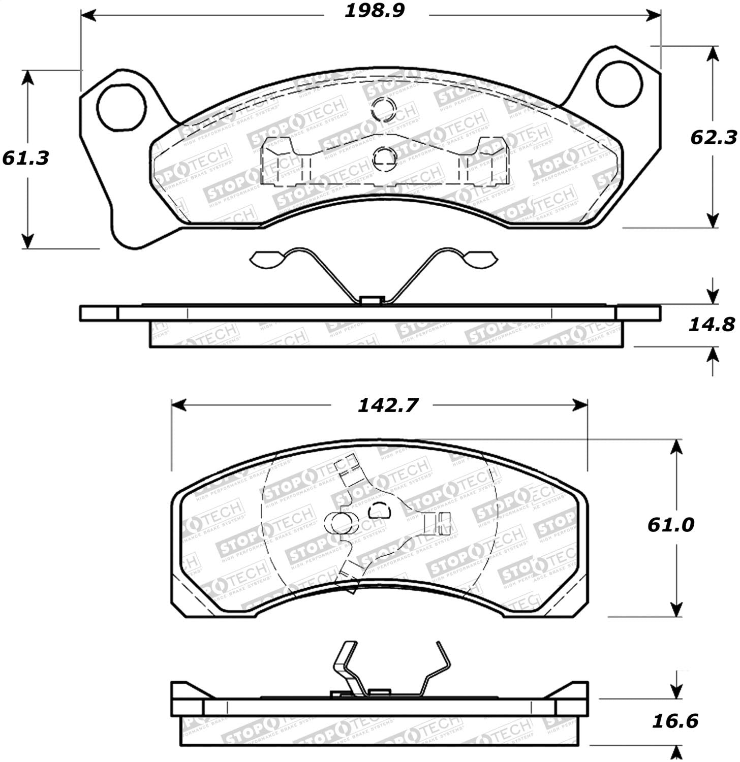 Front StopTech 308.02000 Brake Pads with Shims Street