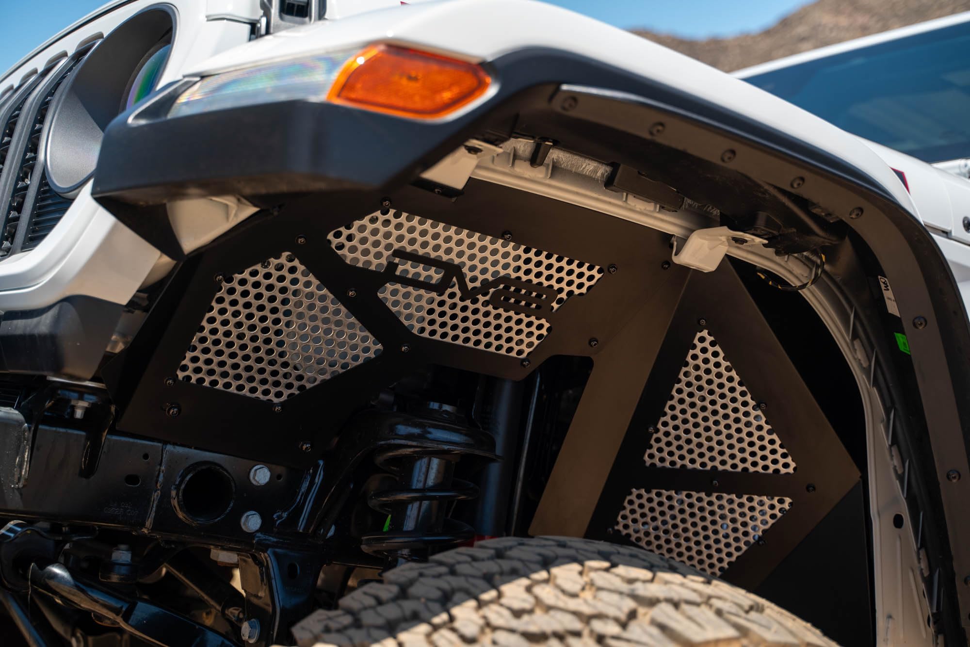 Front Inner Fenders DV8 for 2018-2025 Jeep Wrangler JL & 2020-2025 Gladiator JT | Protects Exposed Engine Compartment | Mesh Panels for Improved Airflow | Durable Lightweight Aluminum | Fully Bolt-On