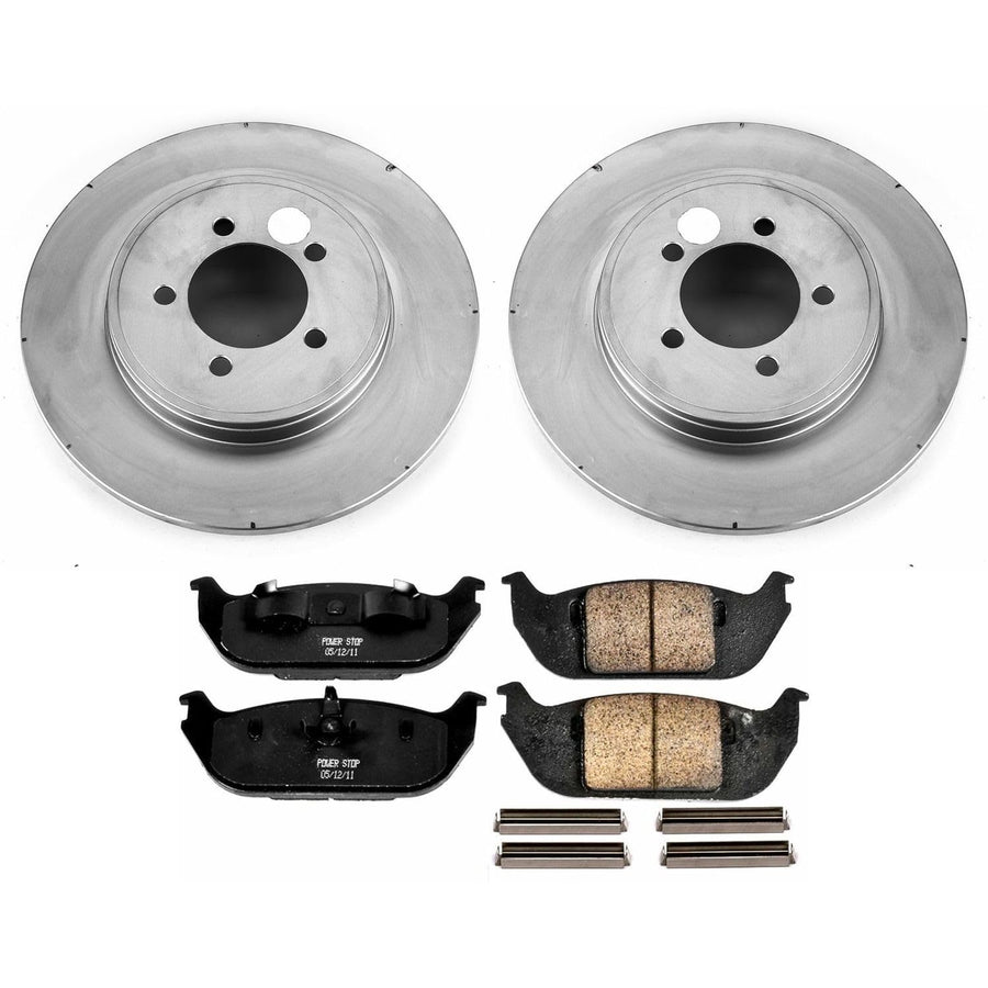 Coated Brake Rotor & Ceramic Brake Pads Power Stop CRK3025- rear For Lincoln Aviator 2003-2005 [Model Specific]