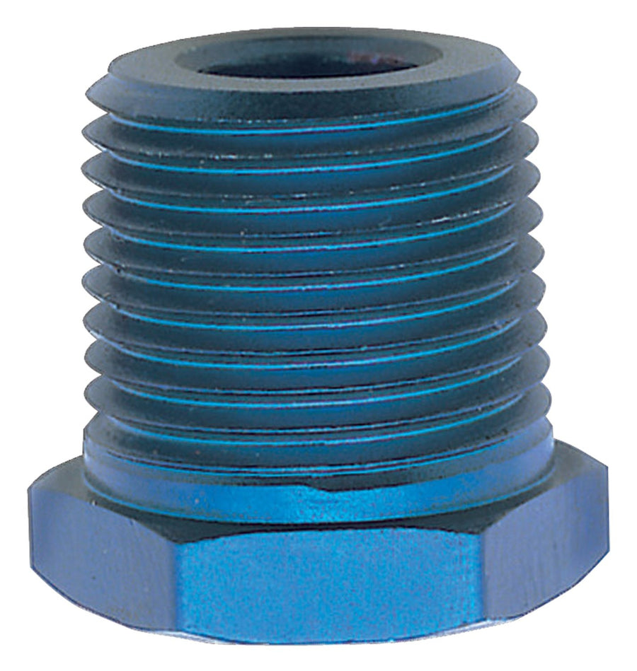 Blue Anodized Aluminum Edelbrock/Russell 661600 1/2" Male to 1/8" Female Pipe Bushing Reducer
