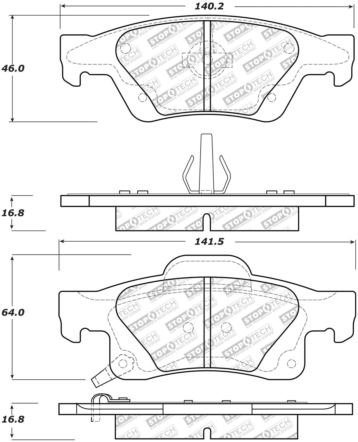 Brake Pads StopTech 305.14980 with Hardware Street Select