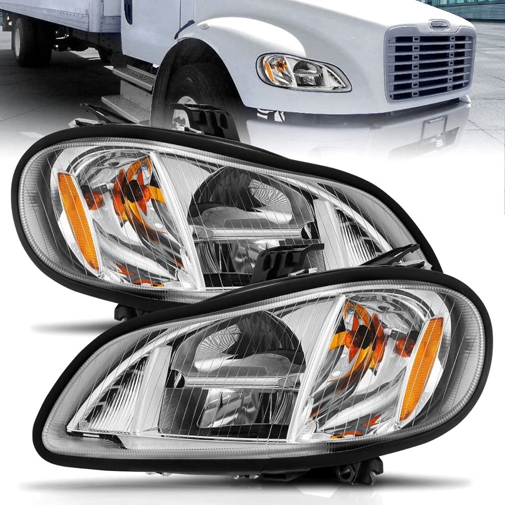 2002-2014 Freightliner M2 ANZO LED Crystal Headlights Chrome Housing w/Clear Lens (Pair) (131031)