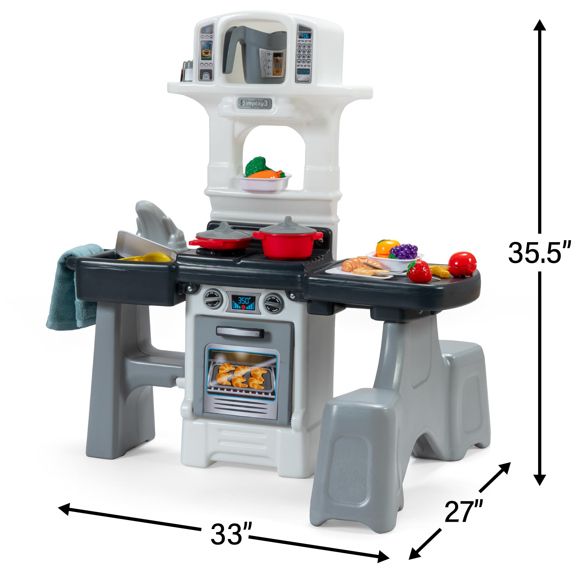 Kids Dine-in Kitchen Set Simplay3 with 2-Seat Table and 32 pc Kitchen Set