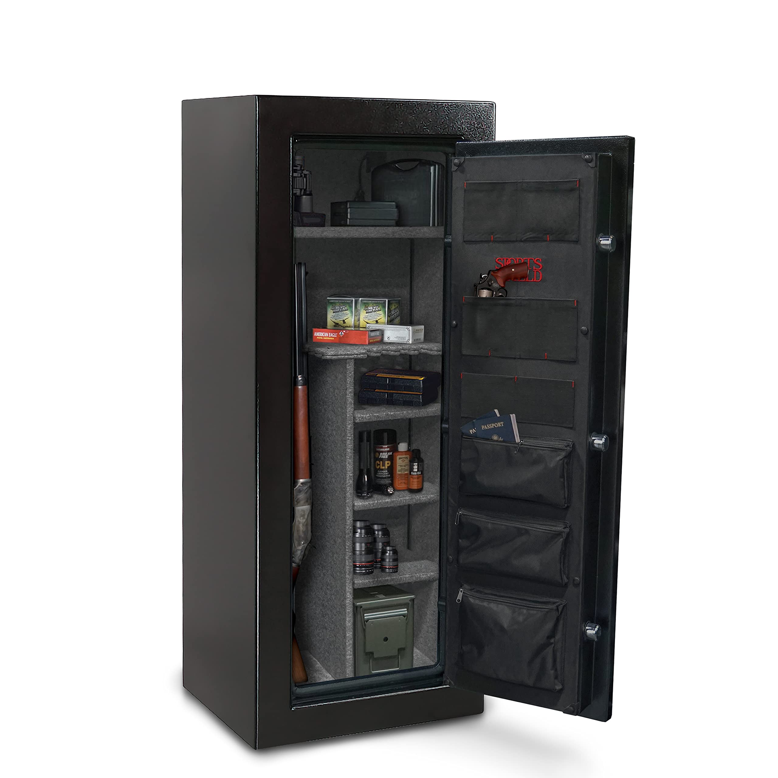 24-Gun Fire and Waterproof Biometric Gun Safe - Preserve, Black
