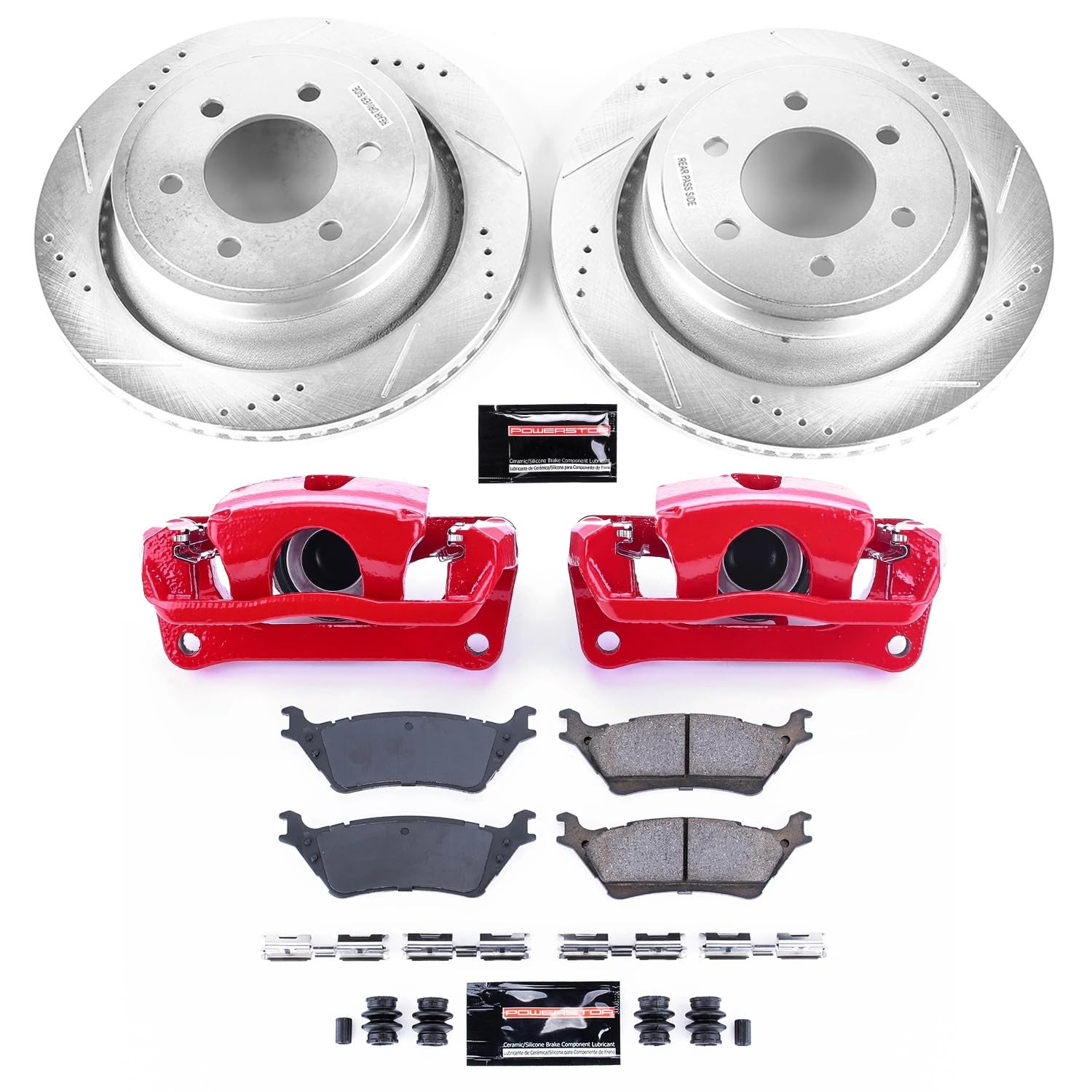 Power Stop Z23 Evolution Sport KC5875 1-Click Brake Kit with Powder Coated Calipers (Brake Pads, Drilled/Slotted Rotors)