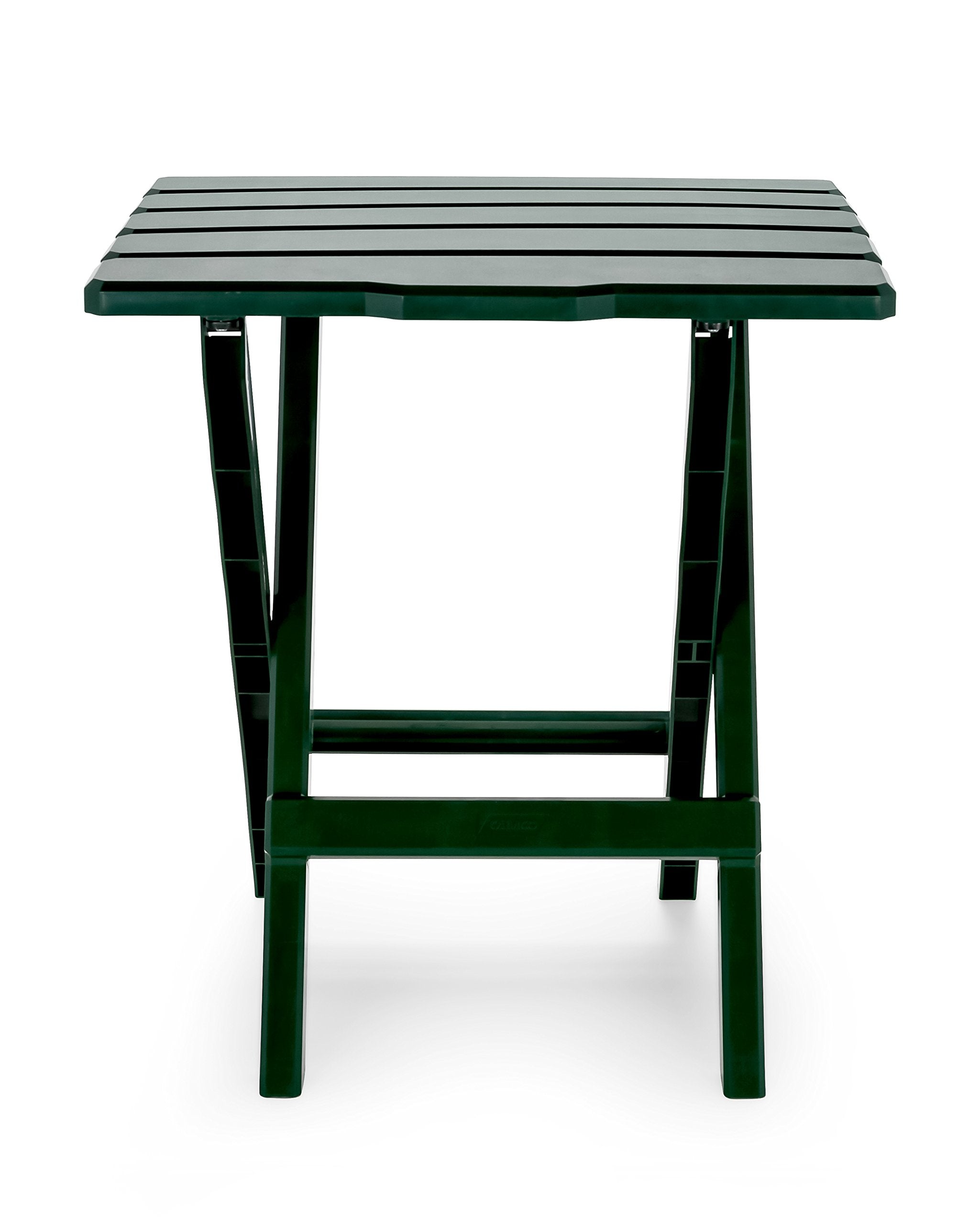 Large Camco 51691 Green Adirondack Portable Outdoor Folding Side Table, Perfect for The Beach, Camping, Picnics, Cookouts and More, Weatherproof and Rust Resistant