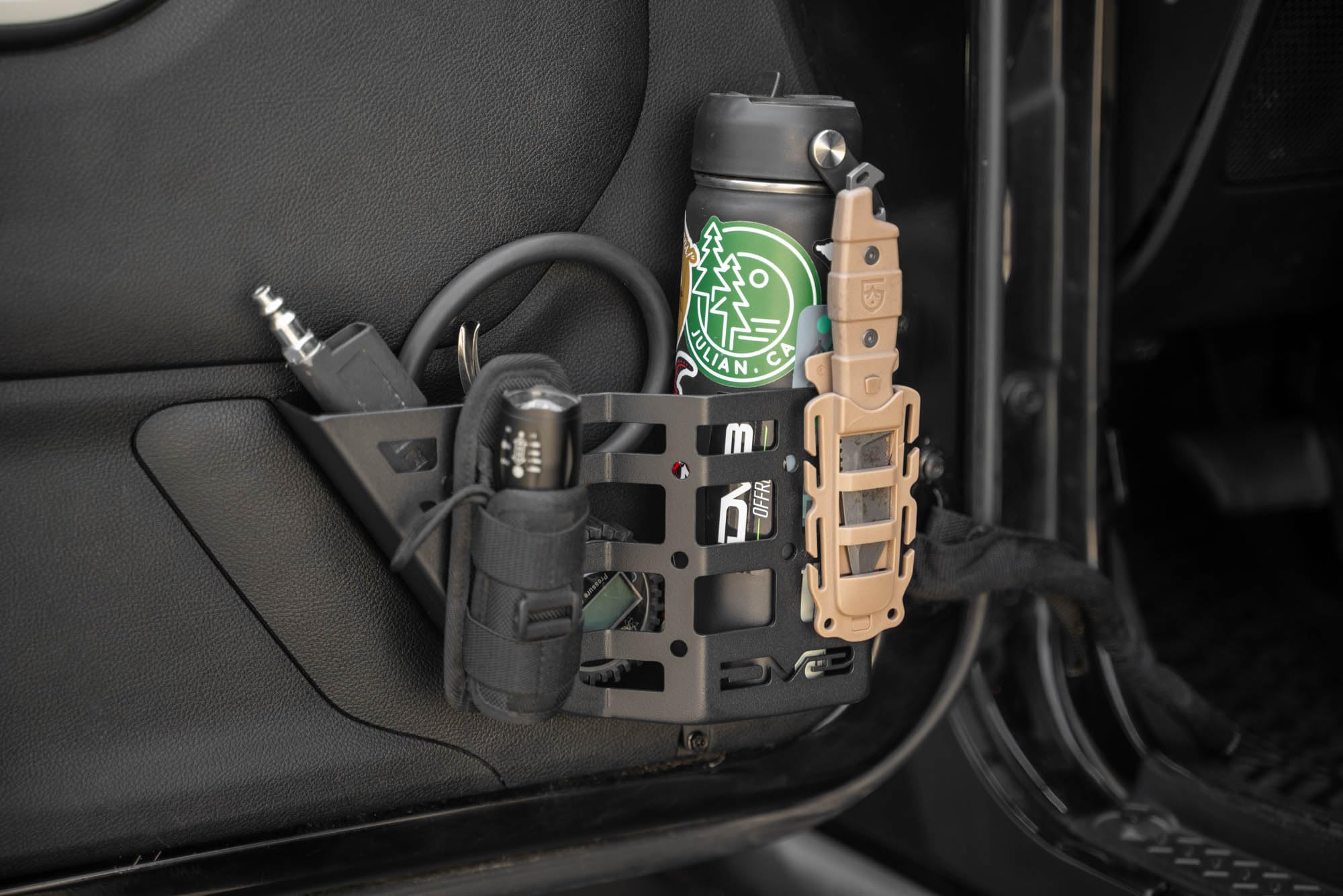 DV8 Offroad Molle Panels for Front Door Pocket 2011-2018 Jeep Wrangler JK | Rigid Steel Pockets | Replaces The Factory Netting | Mounts Daily Gear | Front Panel Protrusion for Water Bottle Storage