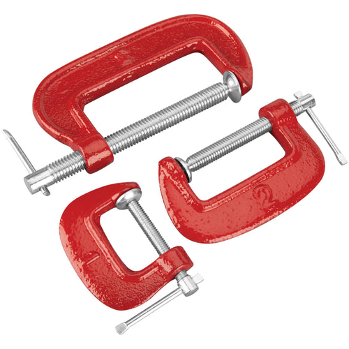 Heavy Duty Performance Tool 1491 Iron Construction Clamp Set - Includes 1, 2-Inch, and 3-Inch Clamps for Secure and Versatile Workholding