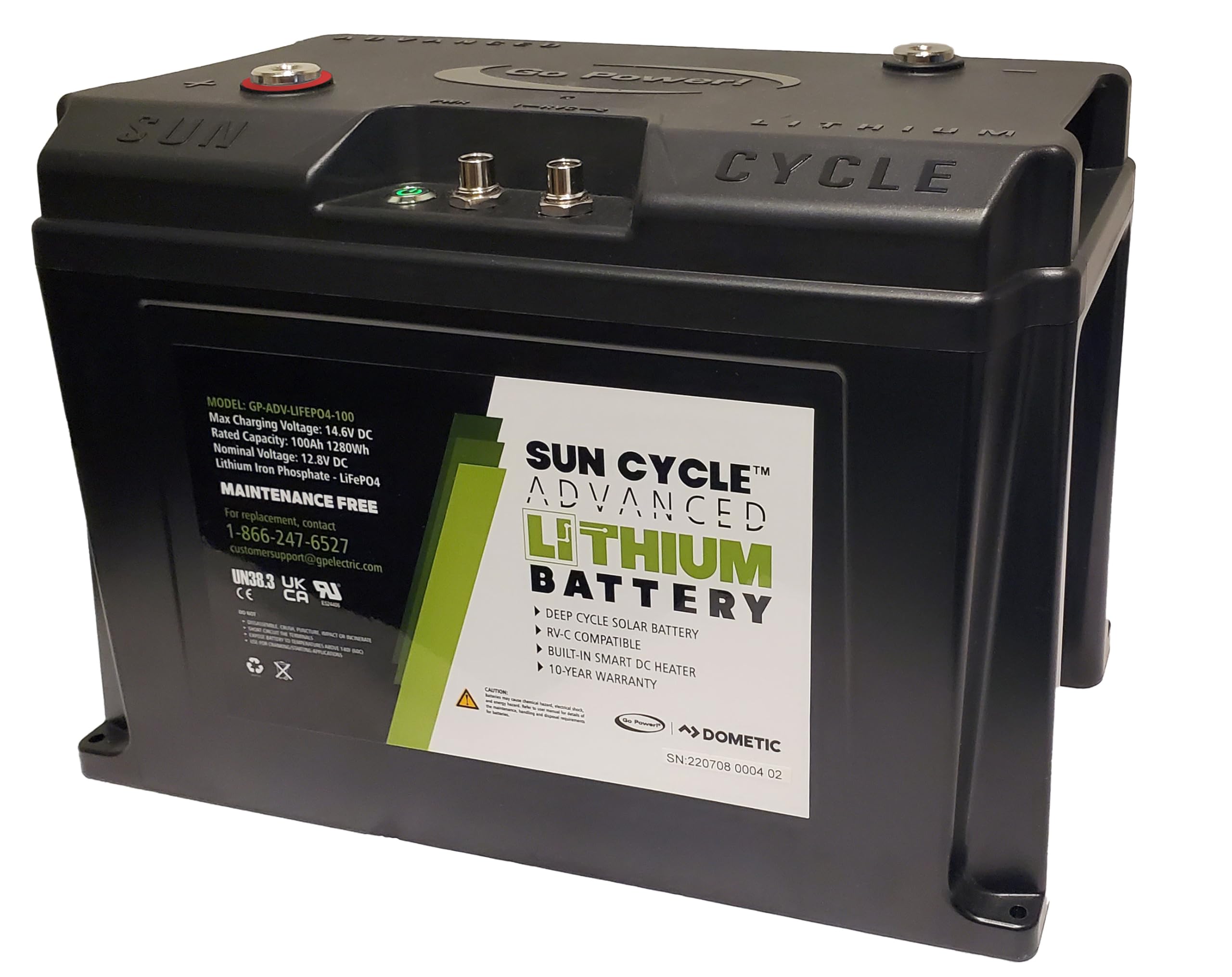 Go Power! GP-ADV-LIFEPO4-100 Advanced Sun Cycle 12V 100Ah Lithium Battery