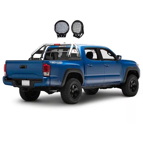 Off Road Black Horse Classic Roll Bar Kit Stainless Steel Compatible with 2005-2023 Toyota Tacoma-RB006SS-PL69B