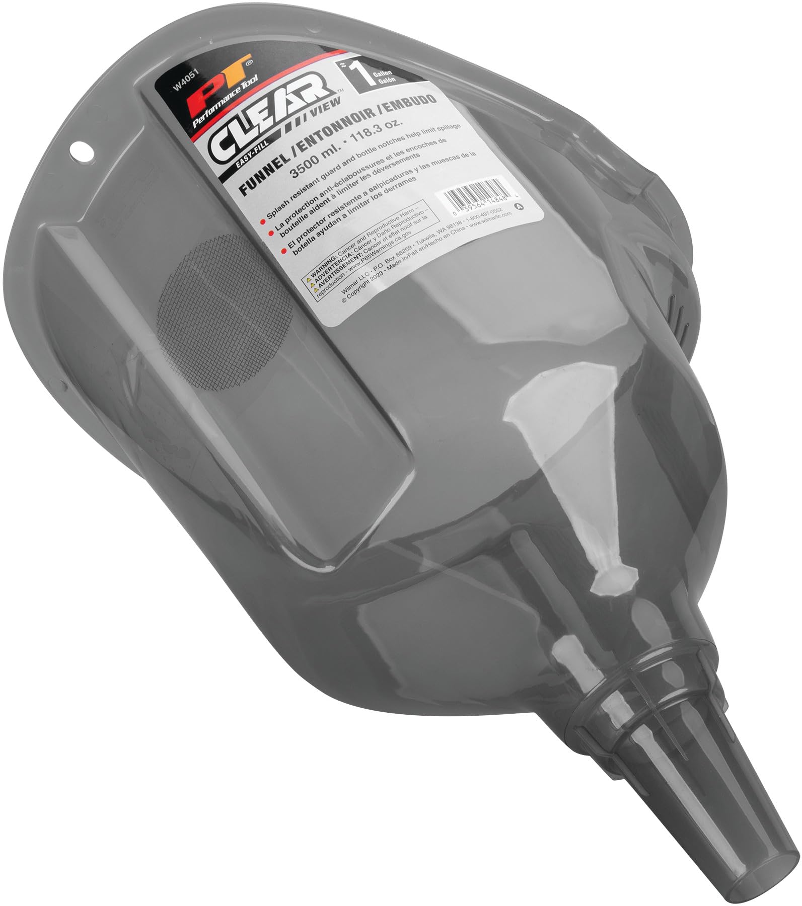 Easy-Fill Funnel Performance Tool W4051 - 1 Gallon, Transparent, Splash-Resistant Guard, Mesh Filter
