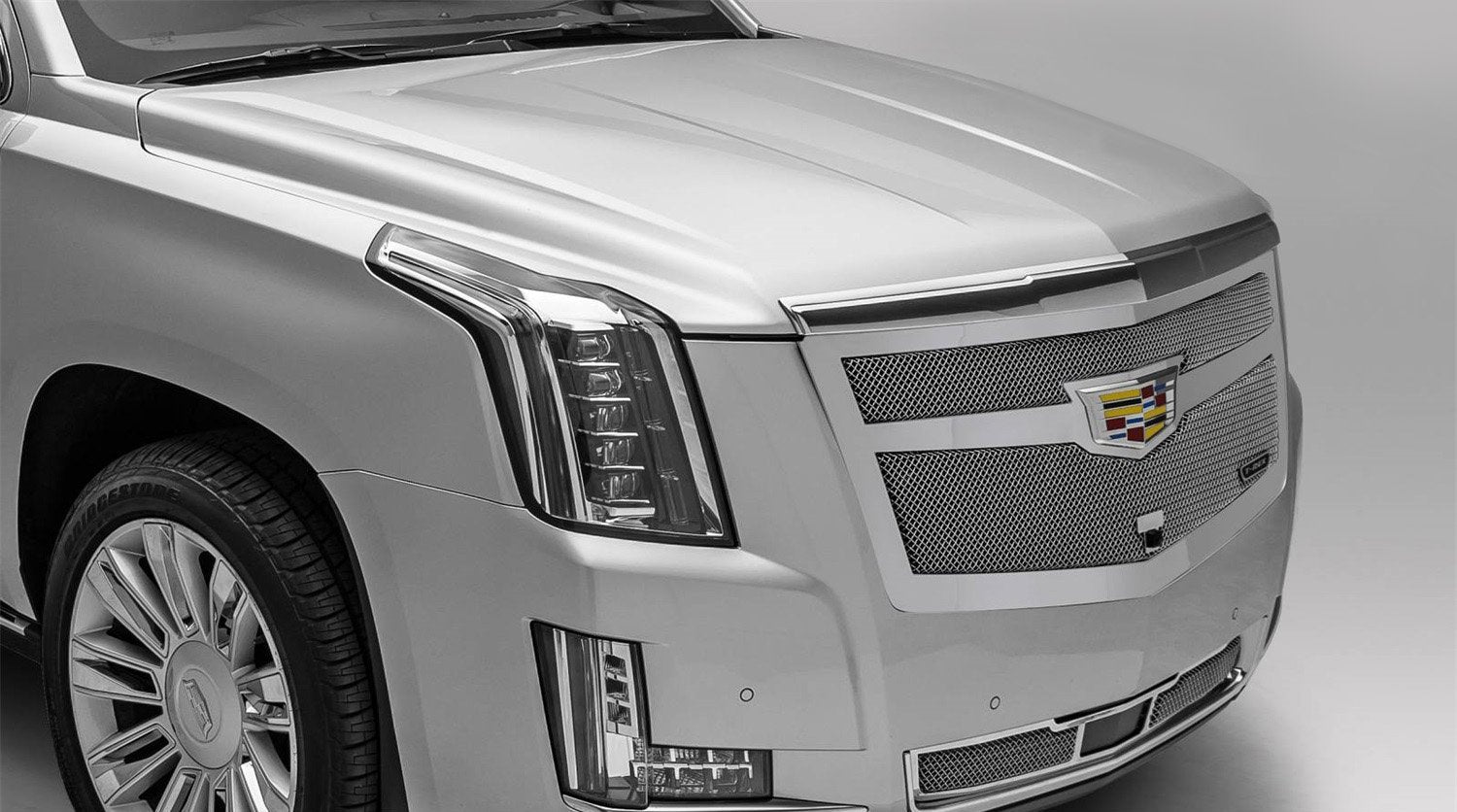 Upper Class Series T-Rex Grilles 2015i-2020 Escalade Bumper Grille, Chrome, 1 Pc, Replacement, Fits Vehicles with Adaptive Cruise Control - PN #57189, Polished