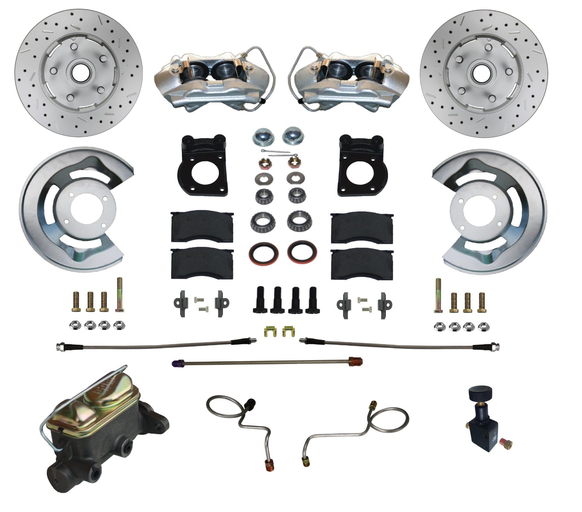 Manual Disc Brake Conversion LEED BRAKES 71-73 Mustang 4 Piston Caliper Maxgrip Xds Rotors