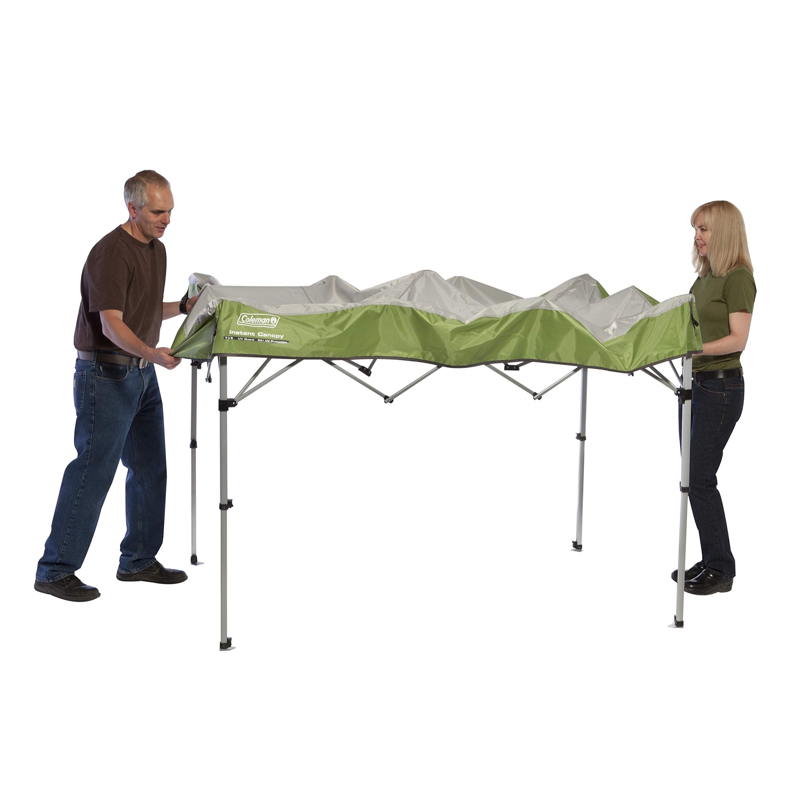Coleman Sun Shelter Canopy with Instant Setup, Sun Shelter with Wheeled Carry Bag Sets Up in About 3 Mins, 7x5ft, 10x10ft, or 12x12ft Canopy for Sporting Events, Tailgating, Camping, & More
