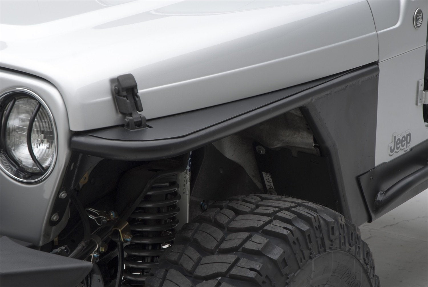 XRC Smittybilt 76872 Textured Black 1.5" Tube Front Fender with No Flare, Pair