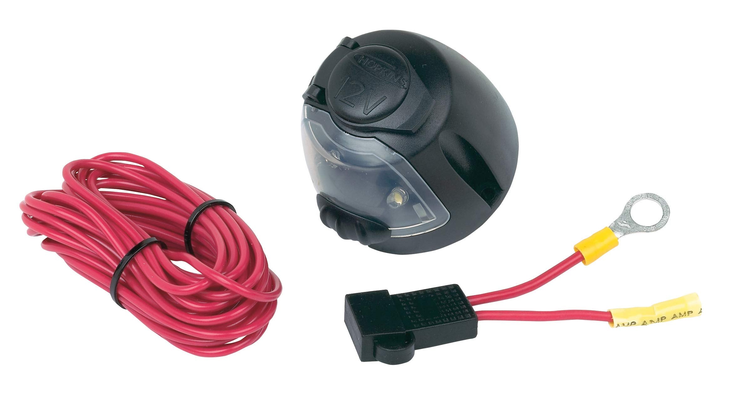 12 Volt Power Socket Hopkins 55125 with Utility Light and Fuse Assembly
