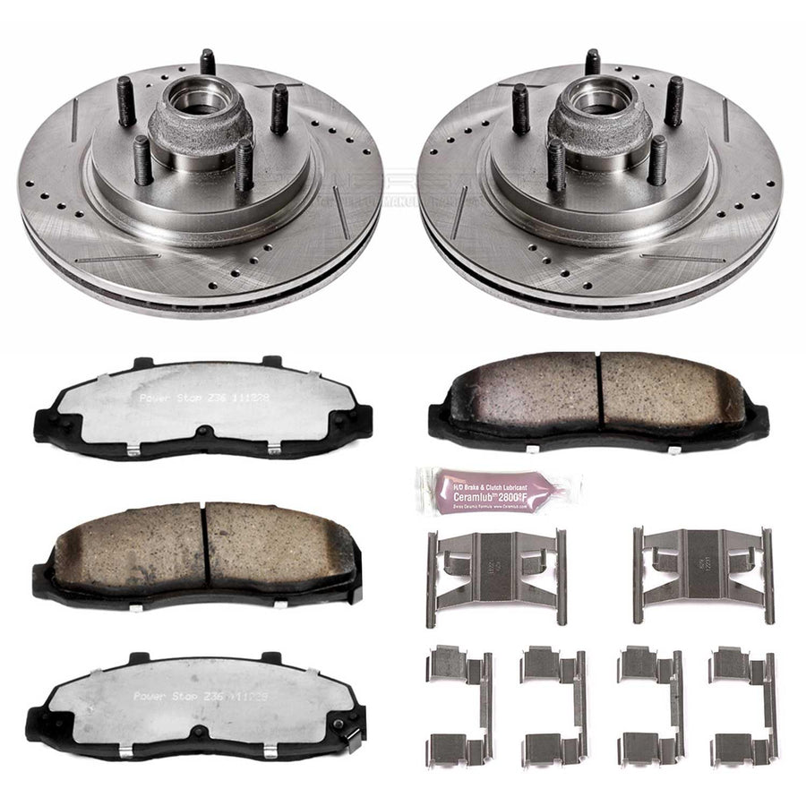 Power Stop K1914-36 Z36 Front Truck & Tow Brake Kit, Carbon Fiber Ceramic Brake Pads and Drilled/Slotted Brake Rotors For Ford F-150, Ford F-150 Heritage, Lincoln Black [Model Specific]