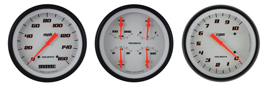 Velocity White Classic Instruments VS53WBLF Three Gauge Set