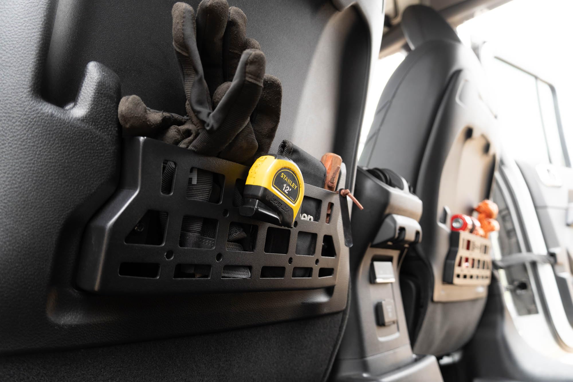 Molle Pockets for DV8 Offroad Seat Back 2018-2025 Jeep Wrangler & Gladiator Rubicon/Mojave | Replaces the Weak Factory Netting | Molle Design for Mounting Gear & Accessories | Black Powder Coat