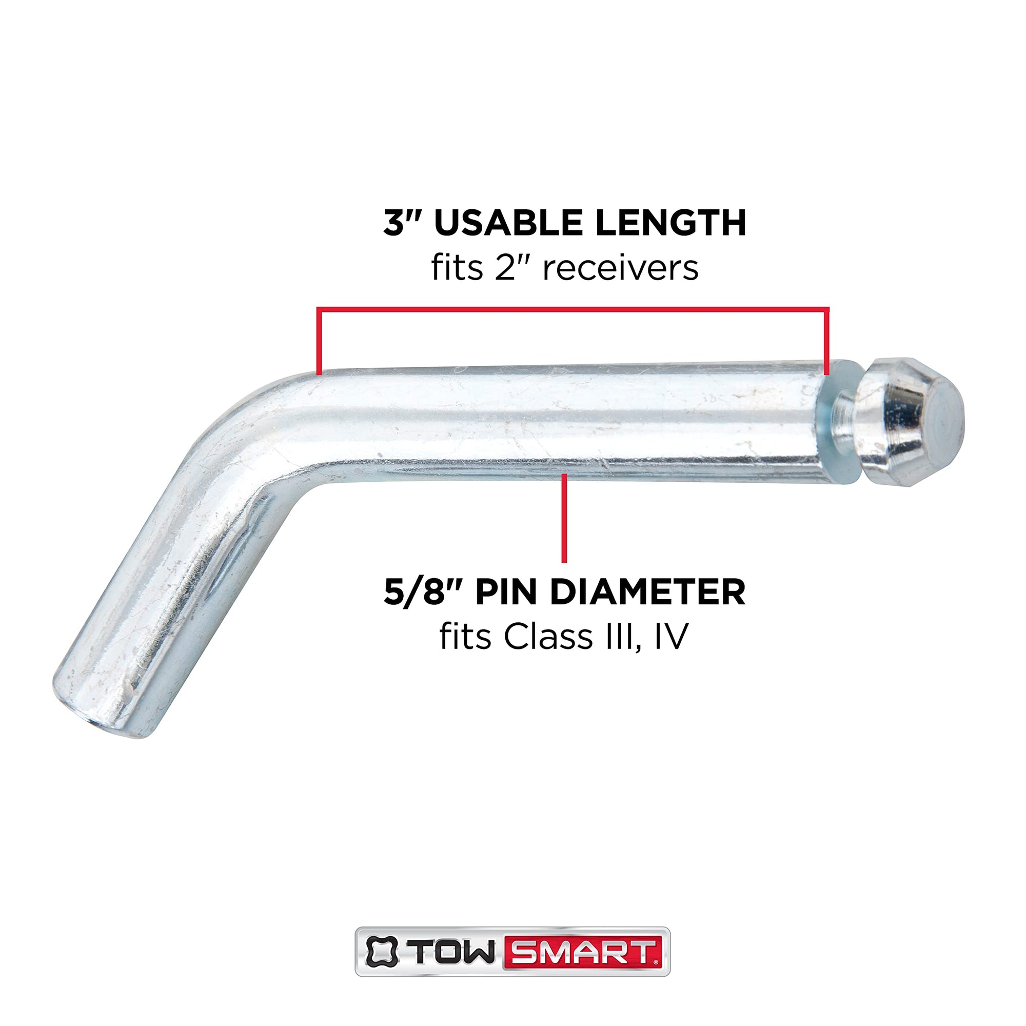 Standard Steel TOWSMART Bent Hitch Pin with Clip, 5/8 Diameter Pin, Fits 2 in. Receivers