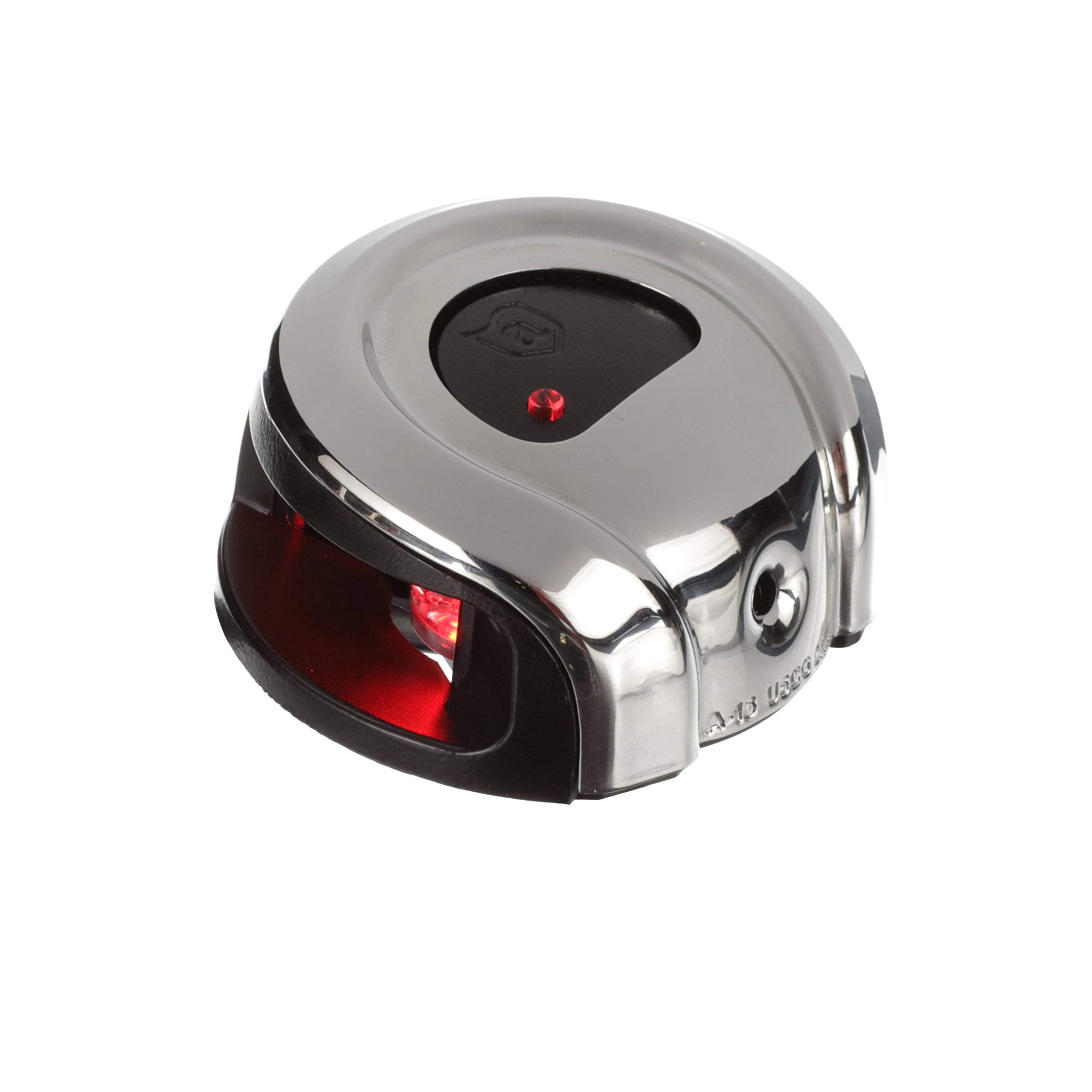 LightArmor Attwood NV2012SSR-7 2-Mile Navigation Deck Mount Sidelight, Red LED Lighting, Round Stainless Housing