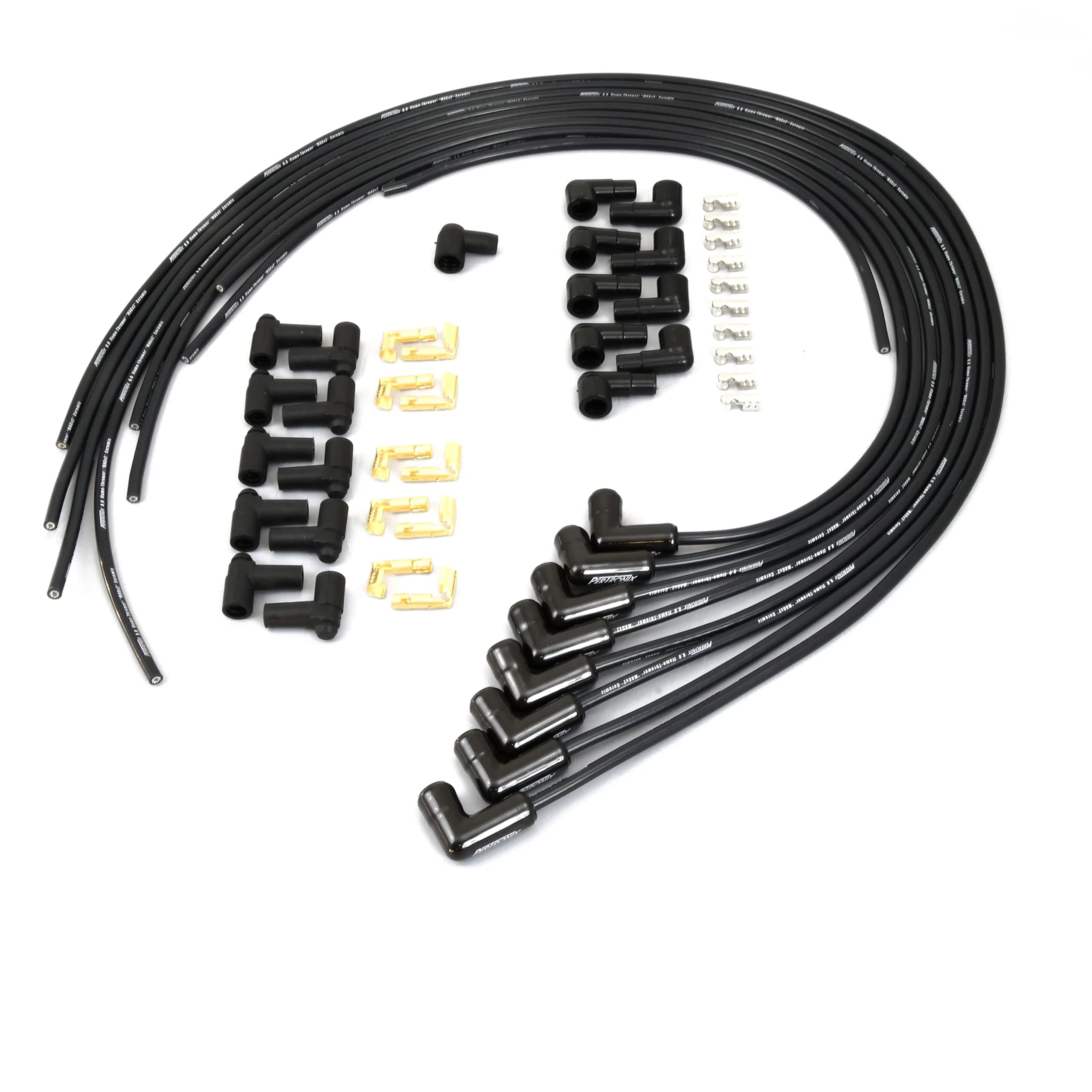 Flame-Thrower 8MM Black Spark Plug Wires PerTronix Universal Fit 8 Cylinders with 90° Black Ceramic Boot