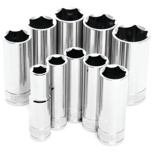 W38300 Performance Tool 3/8-Inch Drive 10-Piece SAE Deep Socket Set