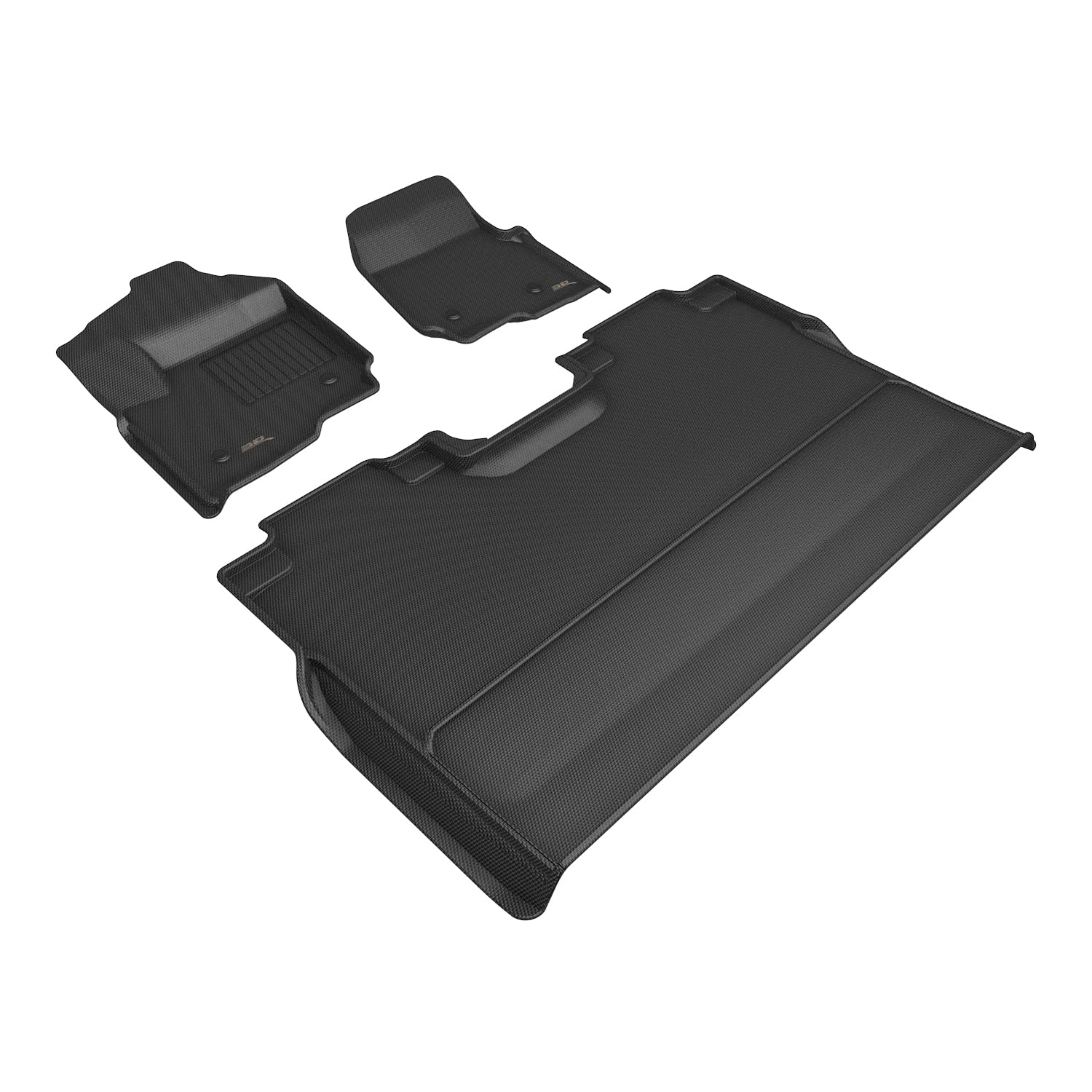 3D MAXpider Kagu Custom Fit Floor Mat (Black) Compatible with Ford F-250/350/450/550 Crew Cab 2023-2026 (w/Bucket Seats, Vinyl Floor, NO Underseat Storage) - Full Set