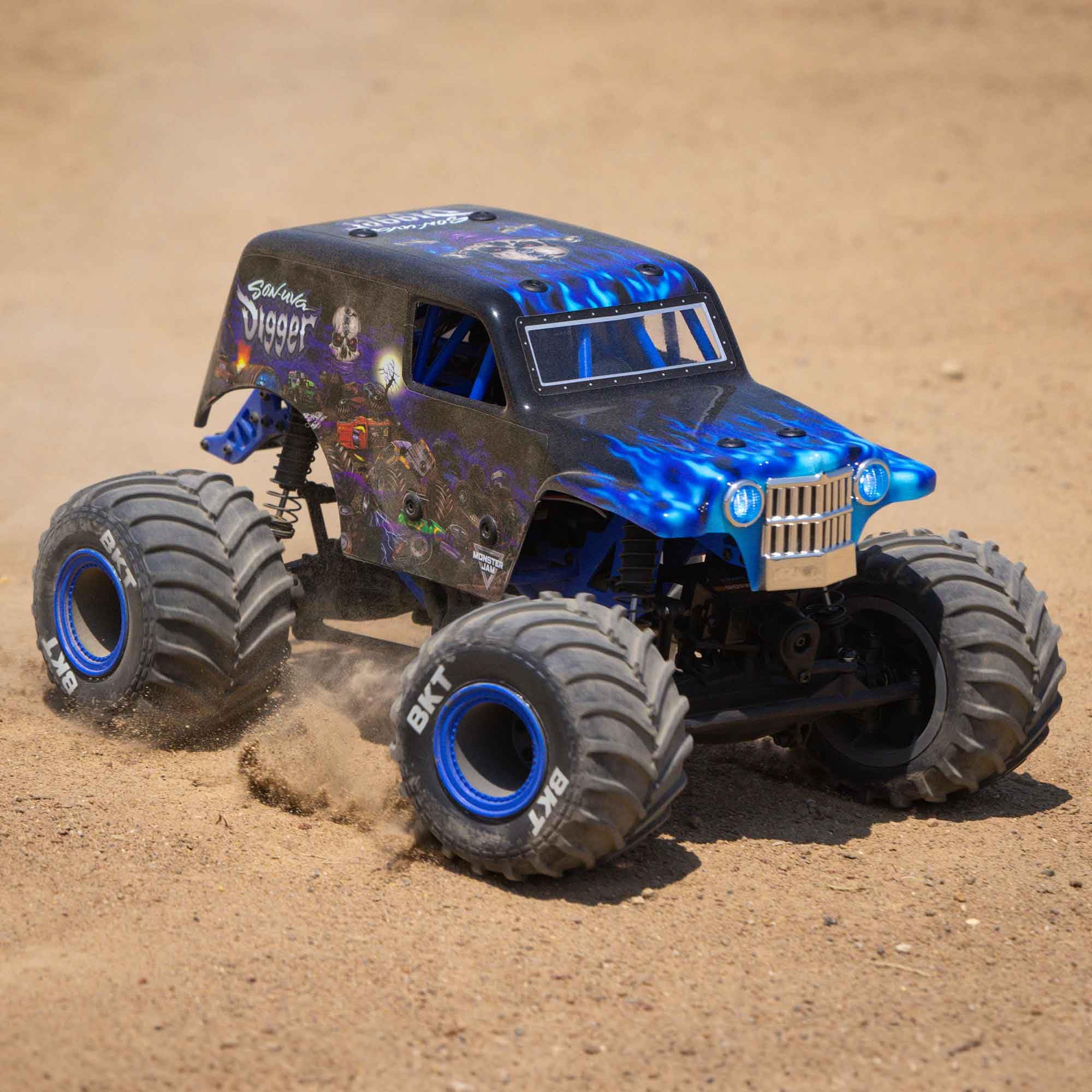 Losi 1/18 Mini Son Uva Digger LMT 2S 4X4 RTR Brushed Monster Truck Battery & Charger Included Blue LOS01026T2